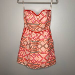 Judith March Geo print Strapless Dress